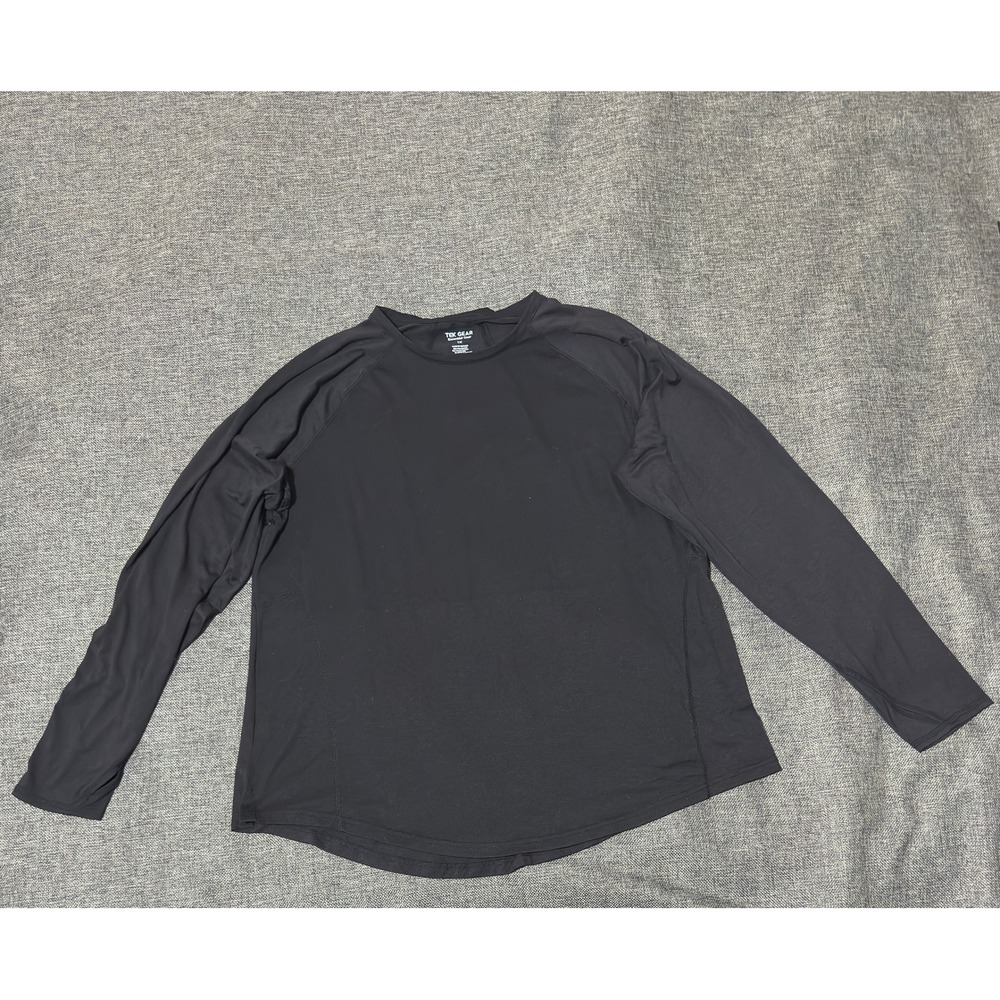 Tek Gear Womens 1X Top Long Sleeve Black Activewear Crew Neck Essential Gear